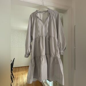 Gray midi shift tiered dress